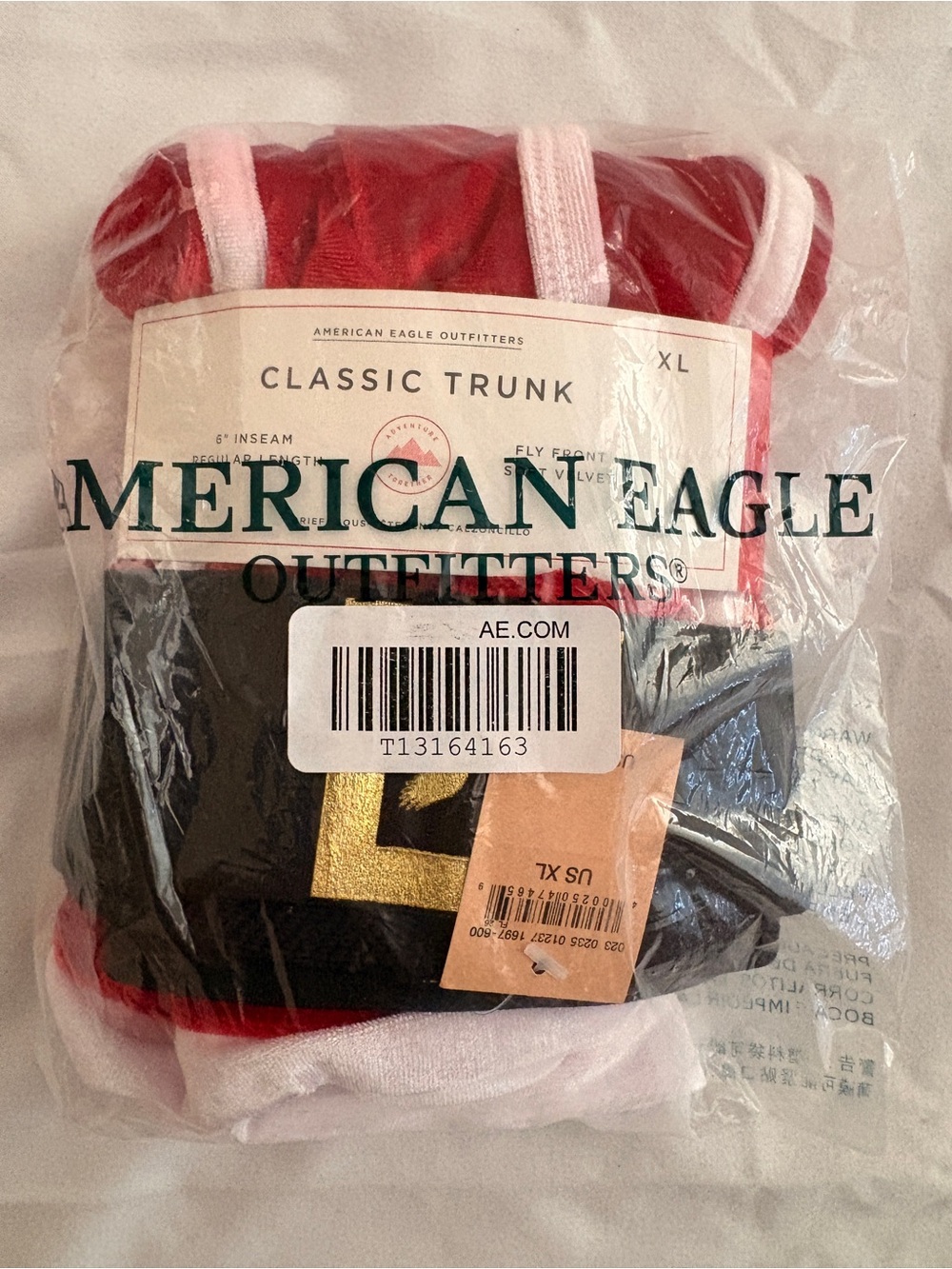 American Eagle Outfitters Red and Black Classic Santa Velvet Trunk Boxer Briefs